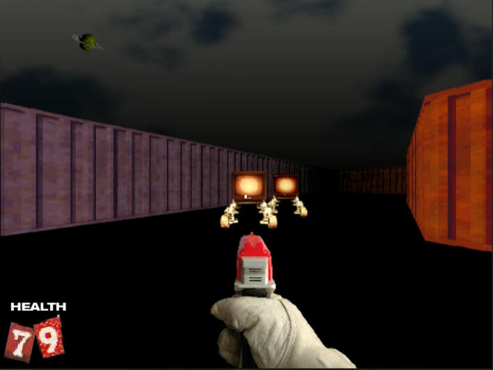 The player is chased by several enemies. The player is chased by several enemies.
