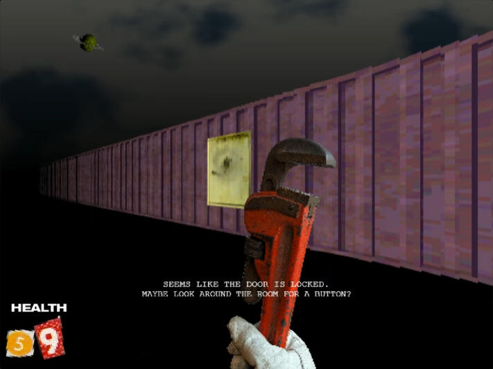 The player looks towards an electrical box. The player looks towards an electrical box.